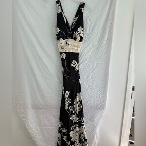 Rubber Ducky Productions Black and Cream Floral Maxi Dress